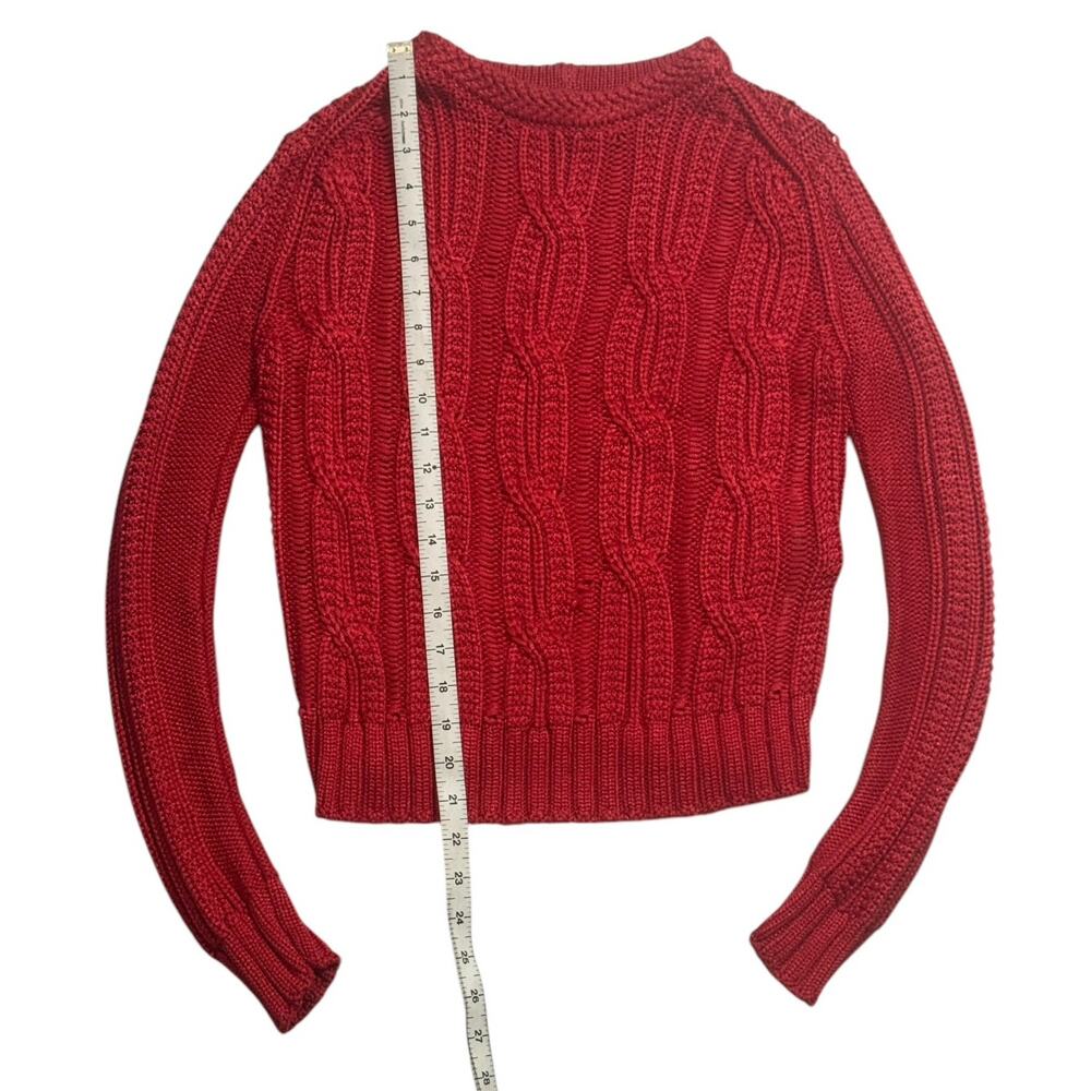 Maje Mist Rouge Cable Knit Silky Crew Neck Sweater Small 1 Red Orange Pullover - Picture 11 of 11